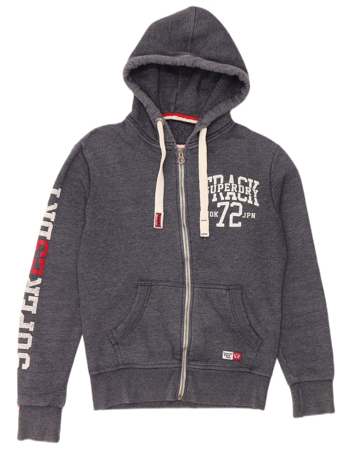 SUPERDRY Męski sweter z kapturem i zamkiem błyskawicznym, mały, granatowy, bawełniany