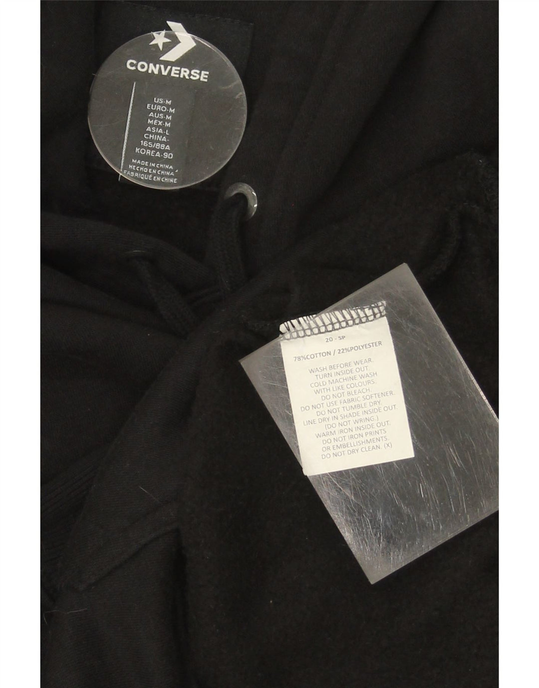 CONVERSE Womens Hoodie Jumper UK 14 Medium Black Cotton Vintage Converse and Second-Hand Converse from Messina Hembry 