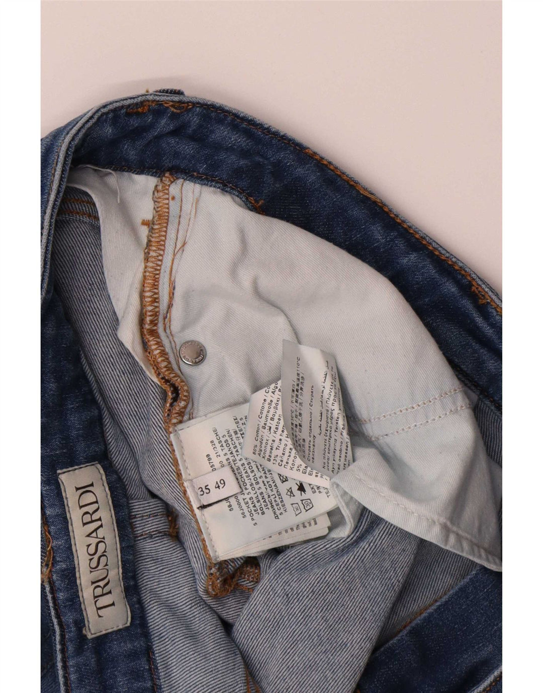 Damskie proste dżinsy Trussardi W35 L26 Niebieskie bawełniane