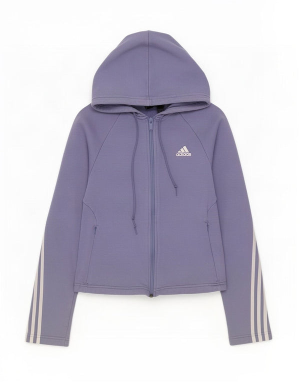Damska bluza z kapturem i zamkiem błyskawicznym Adidas UK 8/10 Mała fioletowa bawełna