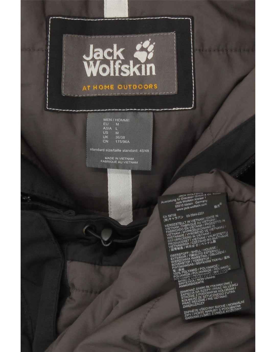 Męski wiatrówka z kapturem Jack Wolfskin UK 36/38 Średni czarny poliamid