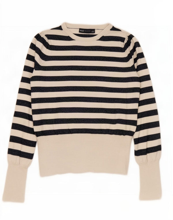 Marks & Spencer Damski sweter z dekoltem w łódkę, UK 10, mały, w kolorze złamanej bieli