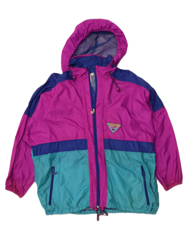 Damska kurtka przeciwdeszczowa z kapturem J JEANTEX UK 44/46 2XL Fioletowy blok kolorów