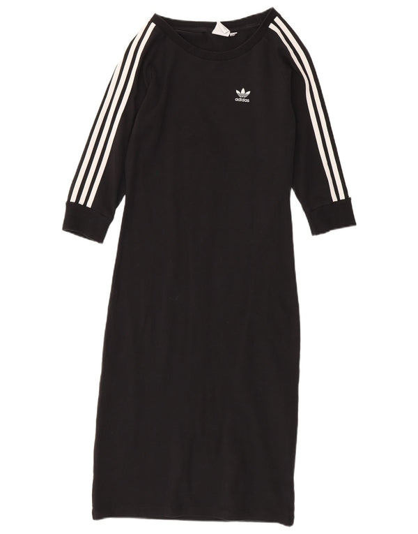 Damska sukienka t-shirtowa Adidas z rękawem 3/4 UK 12, średnia czarna bawełna