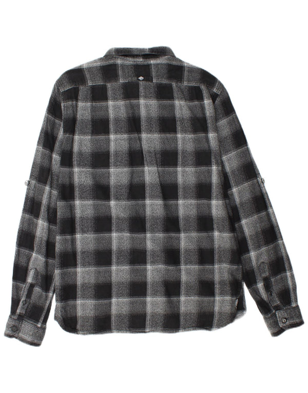 SUPERDRY Męska koszula flanelowa XL, szara, bawełniana w kratę