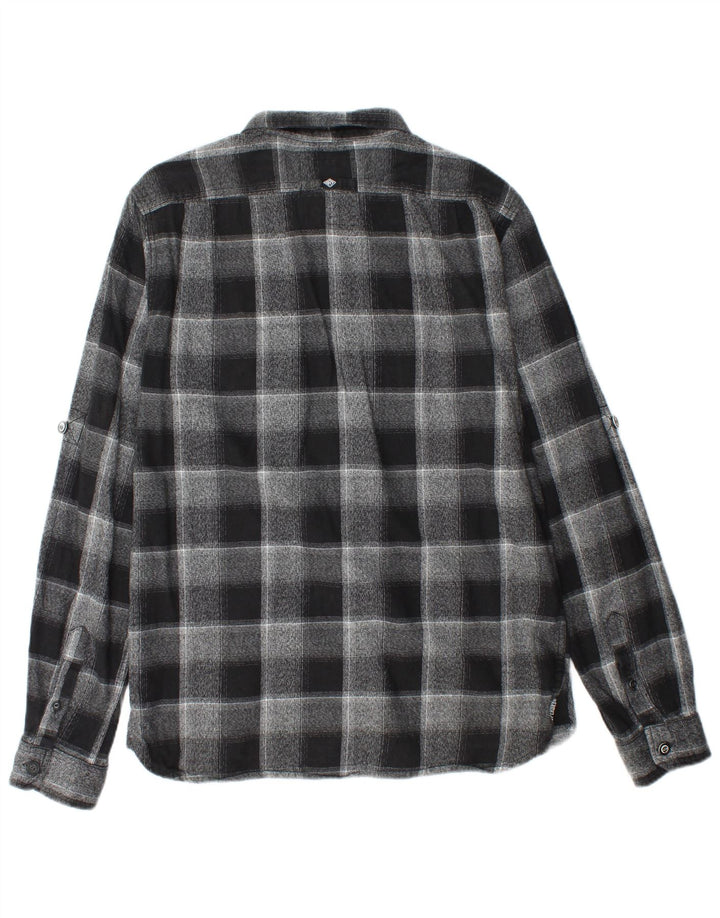 SUPERDRY Męska koszula flanelowa XL, szara, bawełniana w kratę