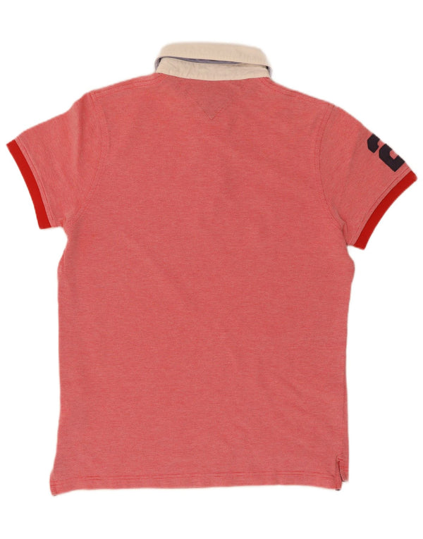 Męska koszulka polo do rugby Tommy Hilfiger z grafiką, slim fit, średnio czerwona, bawełniana
