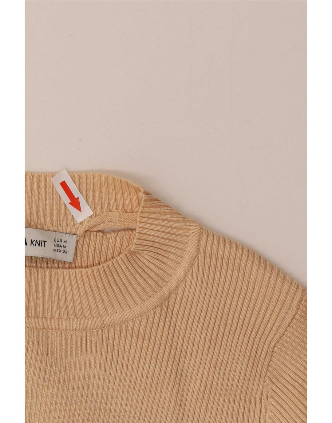 Damski krótki top Zara z rękawem 3/4, UK 12, średni beż