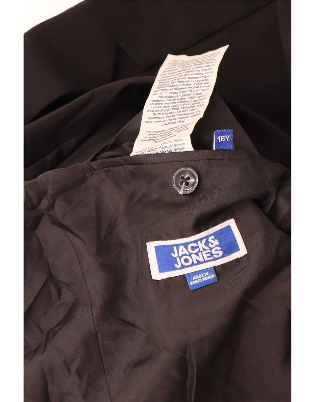 Jack & Jones Chłopięca marynarka zapinana na 2 guziki 15-16 lat Czarny Poliester
