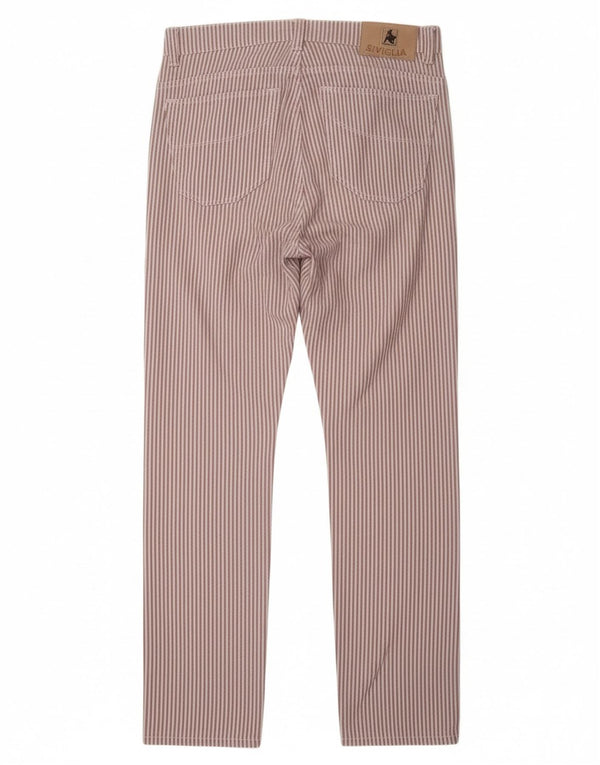 SIVIGLIA Damskie proste spodnie na co dzień W31 L33 Fioletowa bawełna w prążki