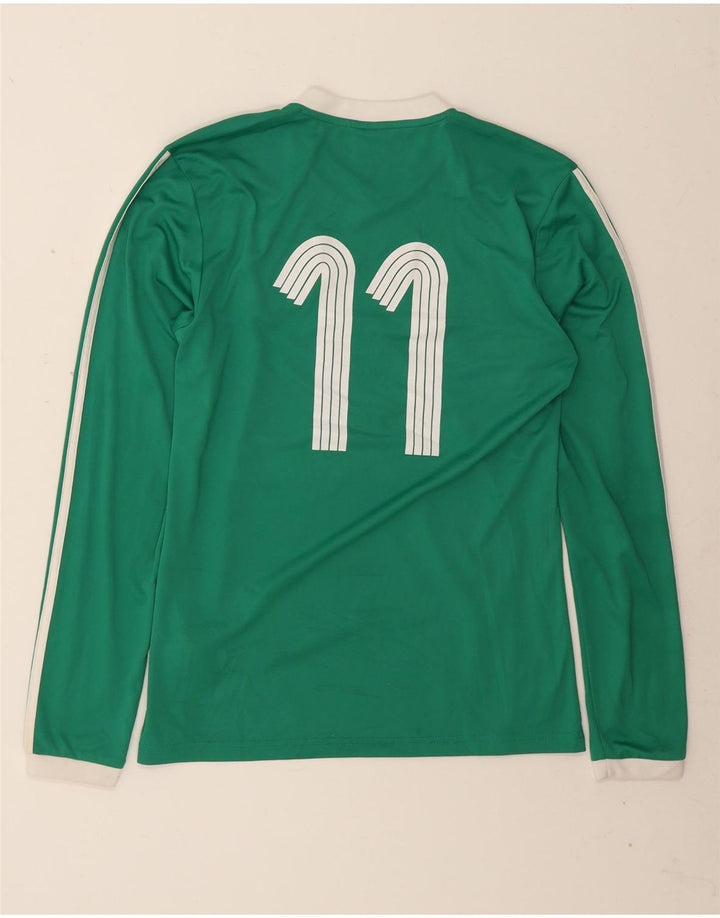 Adidas Męskie Climalite Graphic Top z długim rękawem, małe, zielone paski, poliester