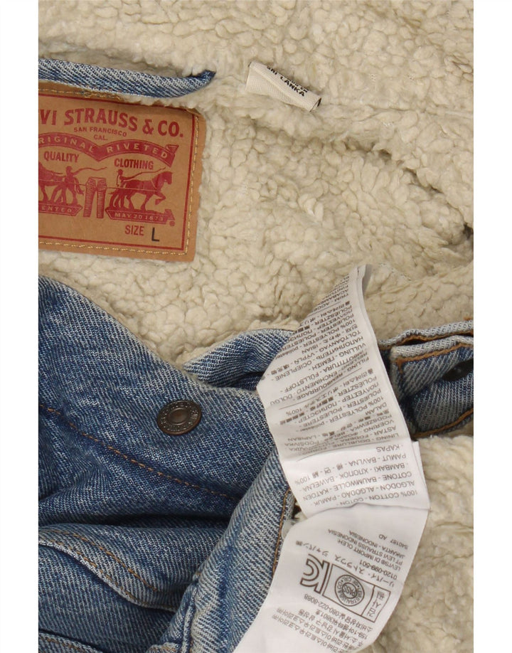 Damska kurtka jeansowa Levi's Sherpa UK 14, duża, niebieska, bawełniana