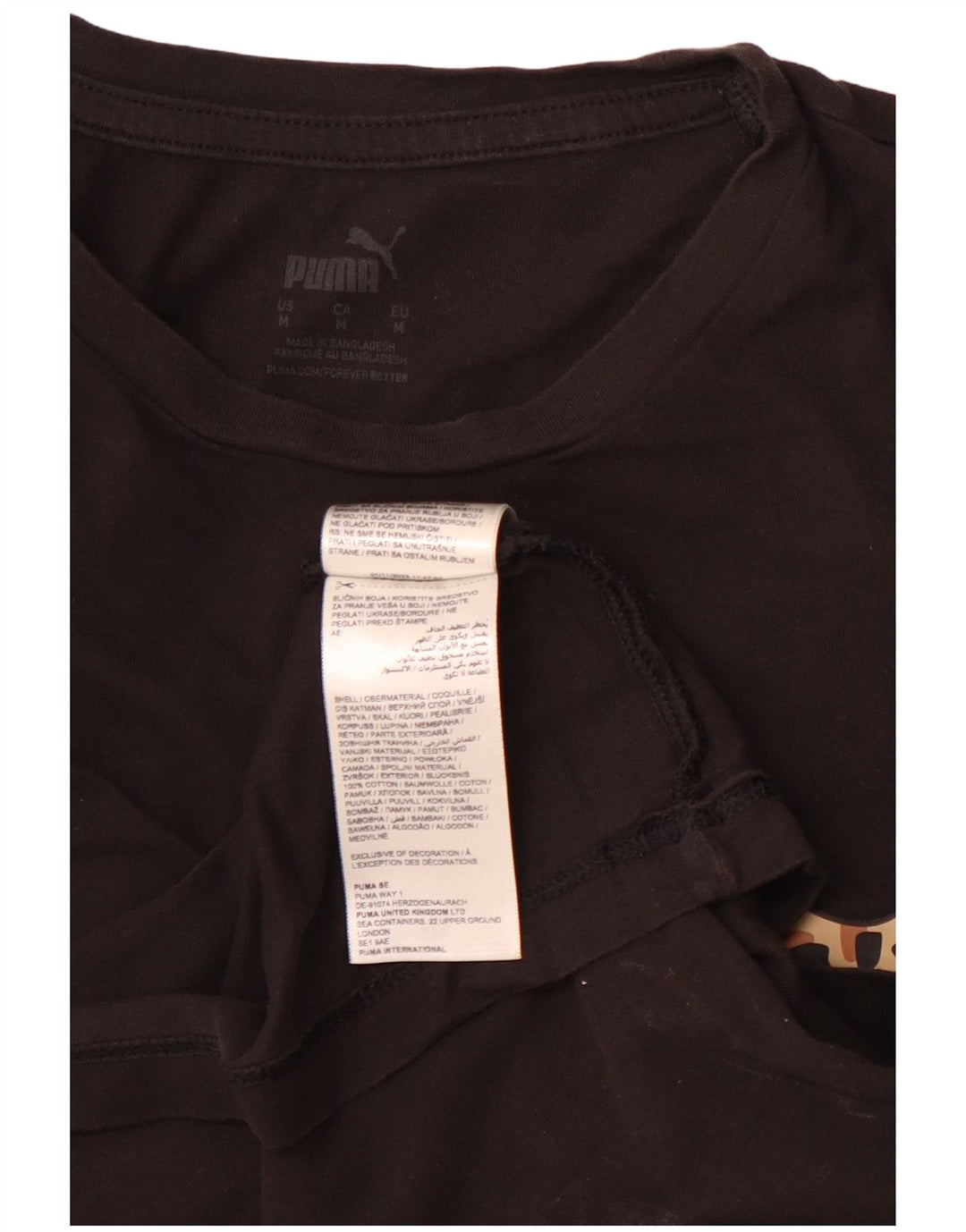 Damska koszulka z grafiką PUMA Top UK 12, średnia czarna bawełna