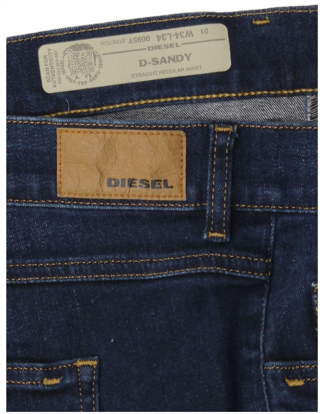Diesel Damskie D-Sandy Regular Straight Jeans W34 L34 Granatowa bawełna