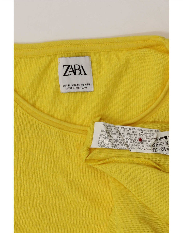 T-shirt męski Zara Top, średni, żółty, bawełniany
