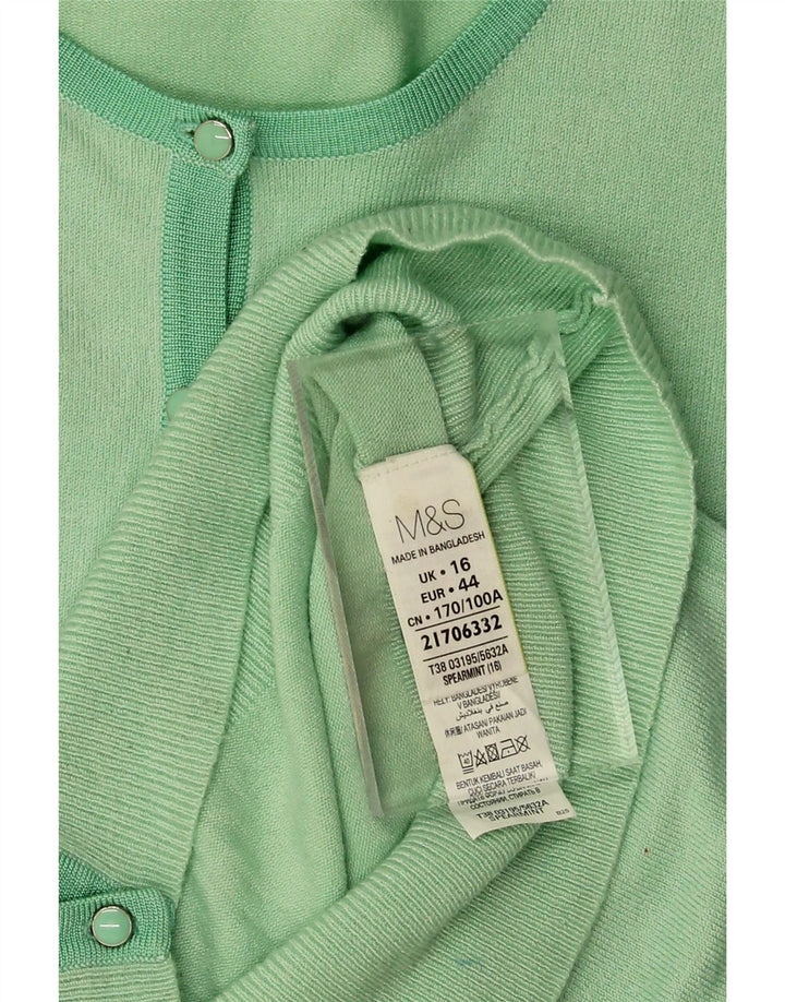 MARKS & SPENCER Womens Cardigan Sweater UK 16 Large Green Viscose Vintage Marks & Spencer and Second-Hand Marks & Spencer from Messina Hembry 