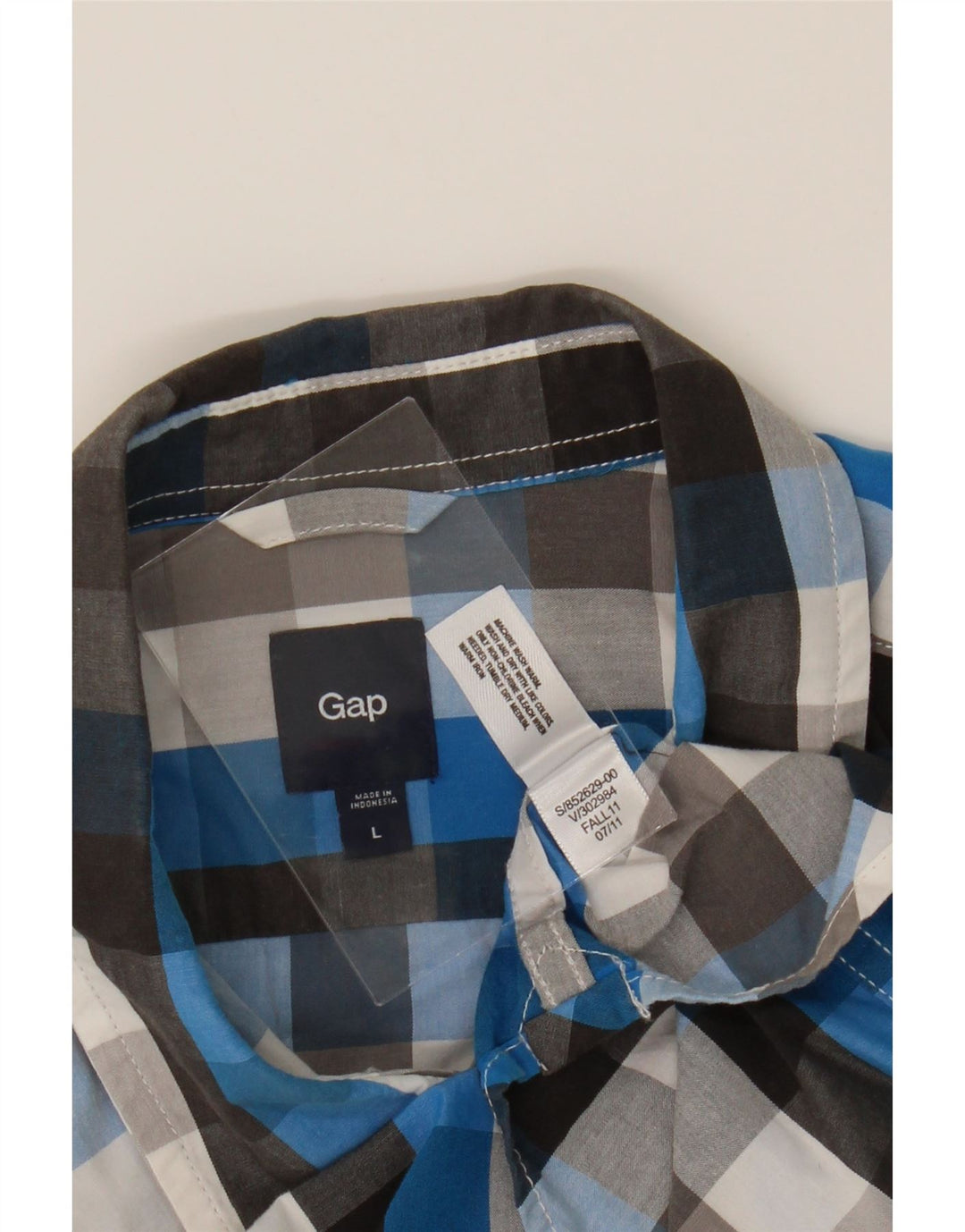 GAP Mens Short Sleeve Shirt Large Blue Check Vintage Gap and Second-Hand Gap from Messina Hembry 