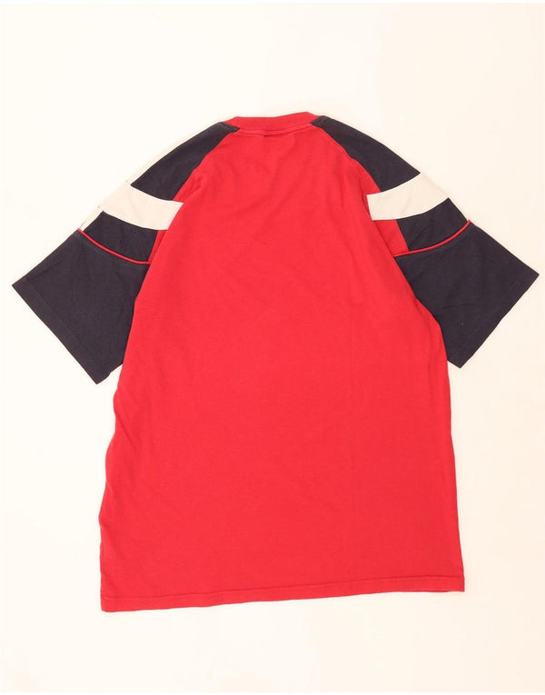 Adidas Męska koszulka Top UK 42/44 Duża czerwona bawełna z blokami kolorów