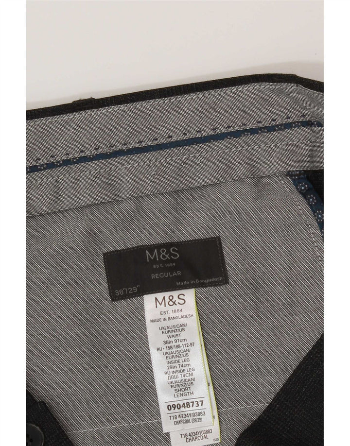 Męskie spodnie chino o regularnym kroju Marks & Spencer W38 L29 Szary poliester