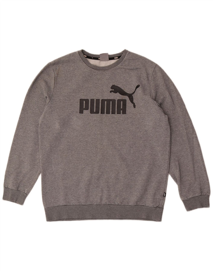 Męska bluza z grafiką Puma, średnioszara, bawełniana