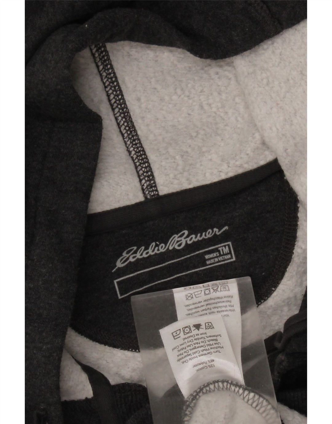 Damski sweter z kapturem i dekoltem w serek EDDIE BAUER UK 14, średnioszary, bawełniany