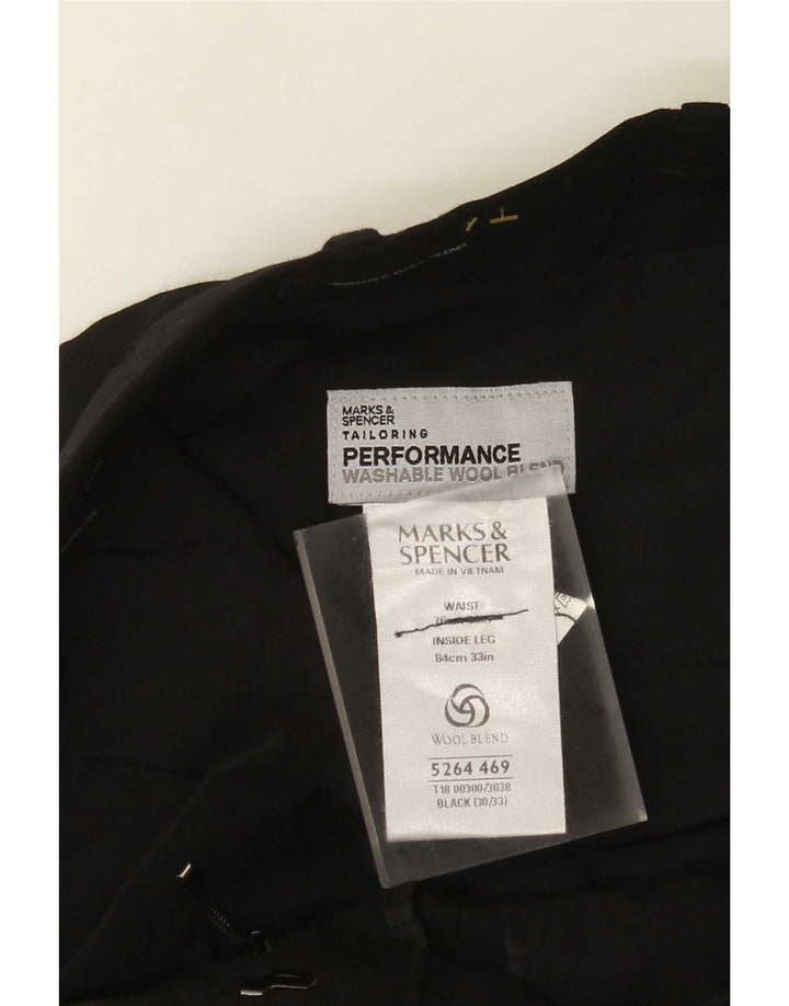 Marks & Spencer Męskie proste spodnie garniturowe W30 L33 Czarny poliester