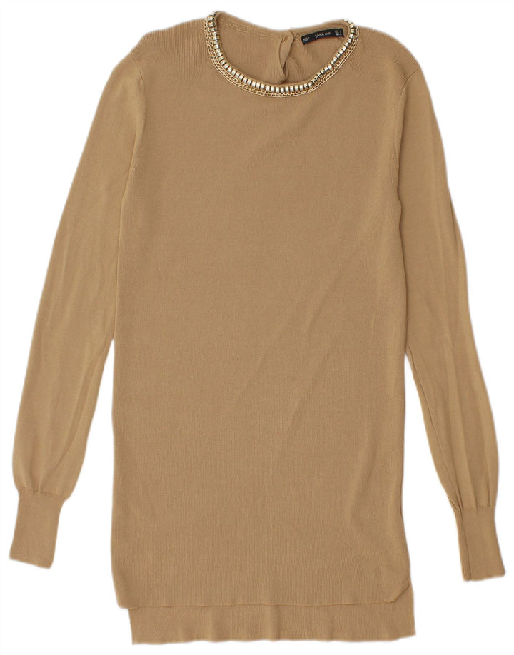 Sweter damski Zara z dekoltem w łódkę UK 8 Small Beige