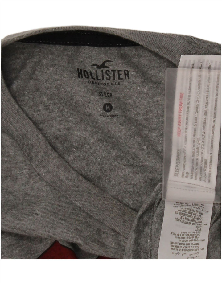 Męski graficzny top Hollister z długim rękawem, średnioszary, bawełniany