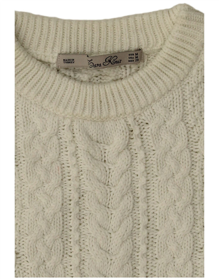 Damski sweter z okrągłym dekoltem Zara, średni biały