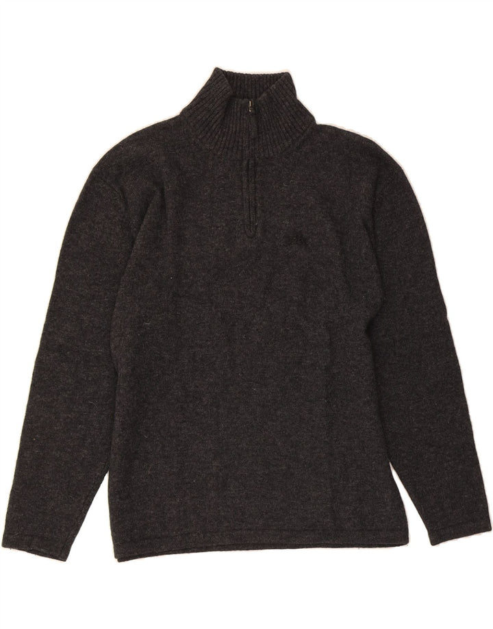 KAPPA Womens Zip Neck Jumper Sweater UK 16 Large Grey Flecked Wool Vintage Kappa and Second-Hand Kappa from Messina Hembry 
