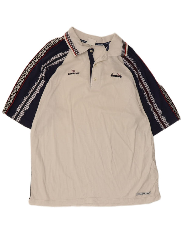 Diadora Mens Davis Cup Graphic Polo Shirt IT 54 XL White Colourblock