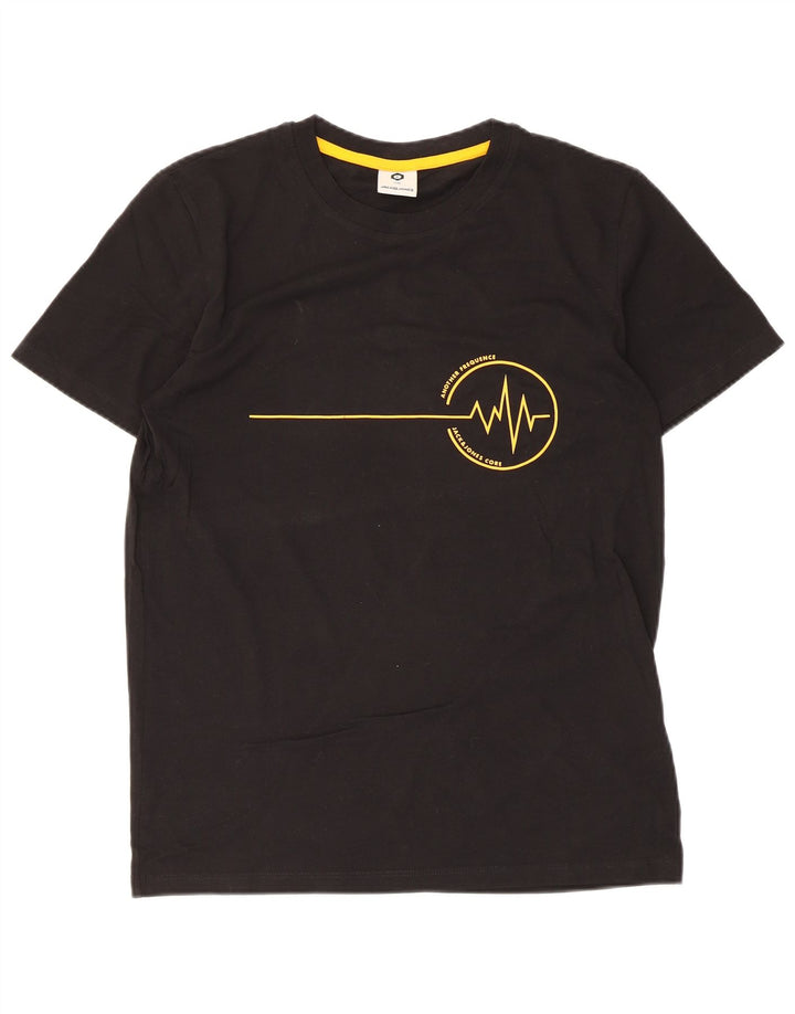 Męski T-shirt z grafiką Jack & Jones, mały, czarny, bawełniany
