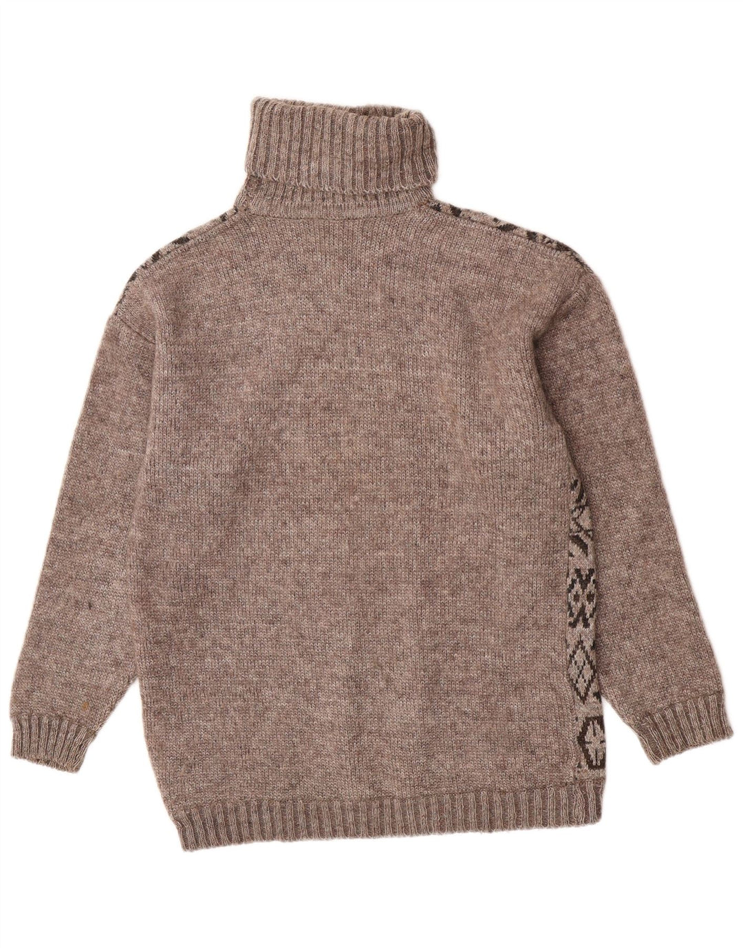 Męski sweter z wywijanym dekoltem Dream, duży, brązowy, geometryczny