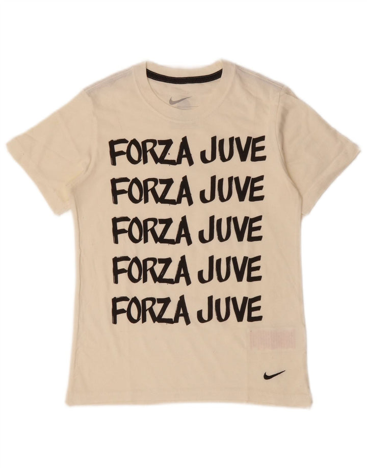 Chłopięcy T-shirt z grafiką Nike Juventus 8-9 lat, mały, złamanej bieli, bawełniany