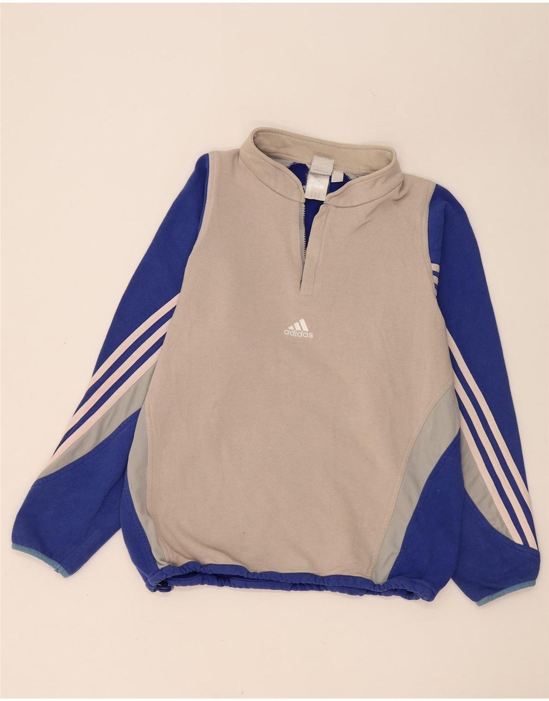 Męska bluza polarowa Adidas z graficznym zamkiem błyskawicznym i średnim szarym kolorem
