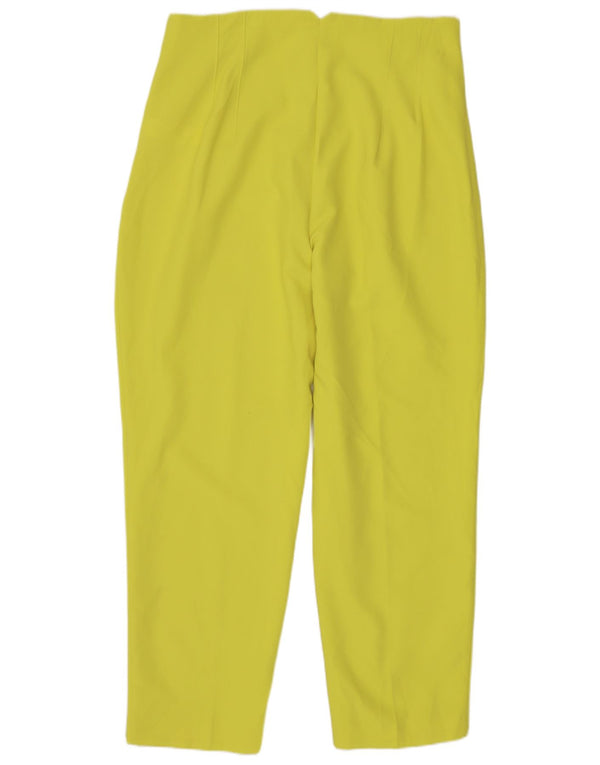 Zara Womens High Waist Tapered Casual Trousers XL W32 L27 Yellow Polyester