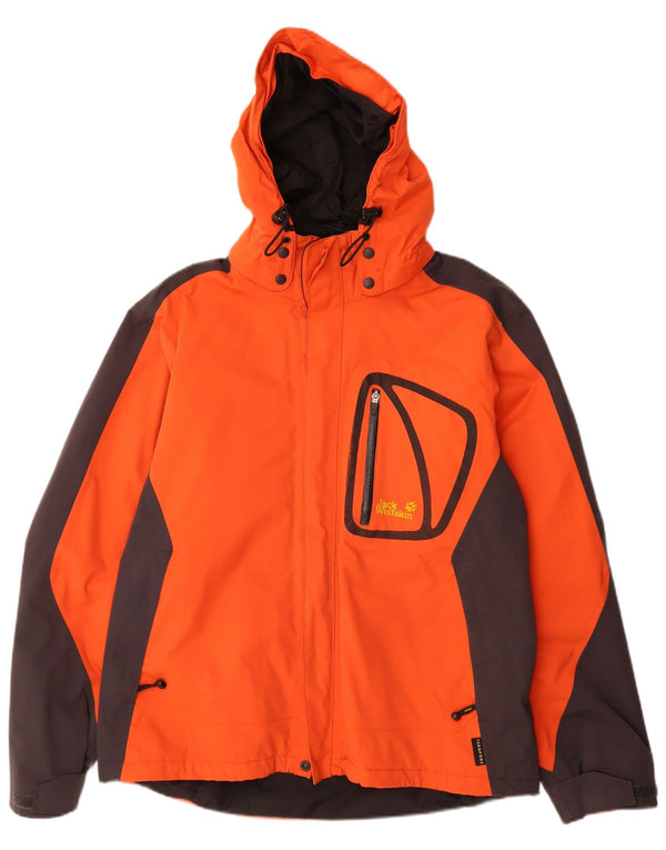 JACK WOLFSKIN Mens Windbreaker Jacket UK 40/42 Large Orange Colourblock