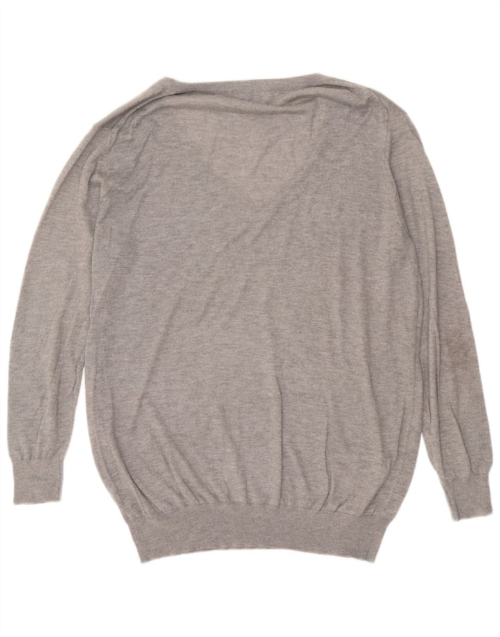 Sweter damski Zara Oversize z dekoltem w kształcie litery V, UK 14, średni szary