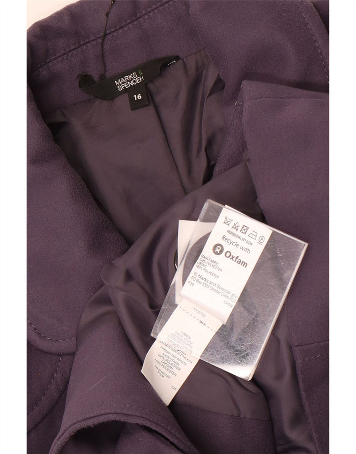 Marks & Spencer Damska marynarka zapinana na 4 guziki, UK 16, duża, fioletowa, poliestrowa