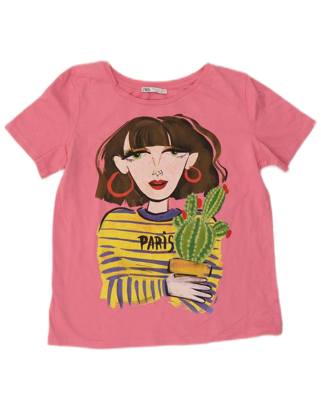 Damska koszulka ZARA Dora Crop Graphic Top UK 10 Small Pink