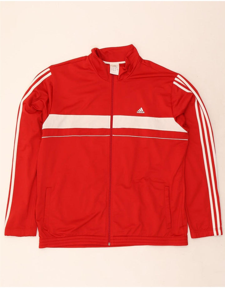 Adidas Męska bluza dresowa Top 2XL Czerwony poliester z blokami kolorów