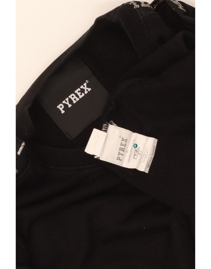 Damska bluza PYREX Crop Graphic Jumper UK 16, duża czarna bawełna