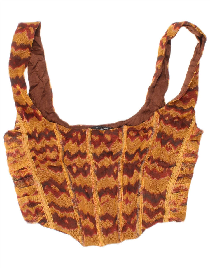 Damski krótki top Zara w kolorze średniobrązowym z wiskozy w stylu boho
