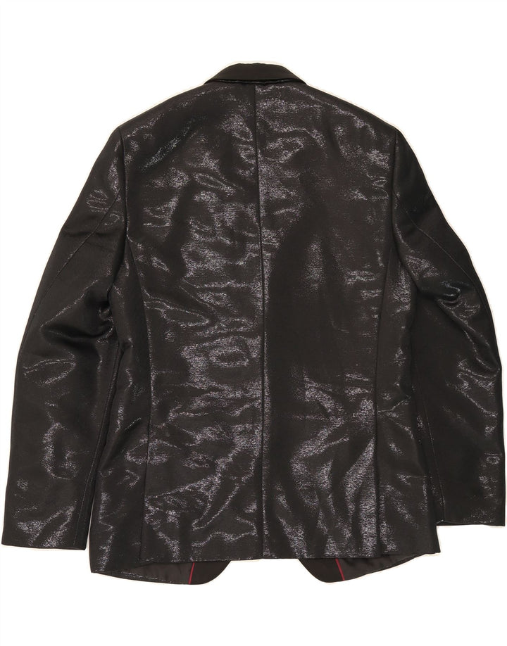 ANGELO LITRICO Mens Slim Fit 1 Button Blazer Jacket UK 38 Medium Black Vintage Angelo Litrico and Second-Hand Angelo Litrico from Messina Hembry 