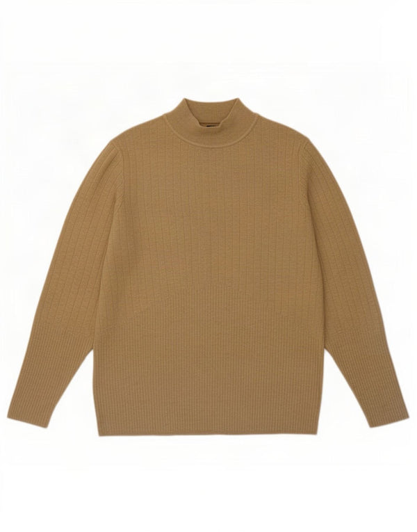 Marks & Spencer Damski sweter z golfem UK 22 3XL Brązowy Wiskoza