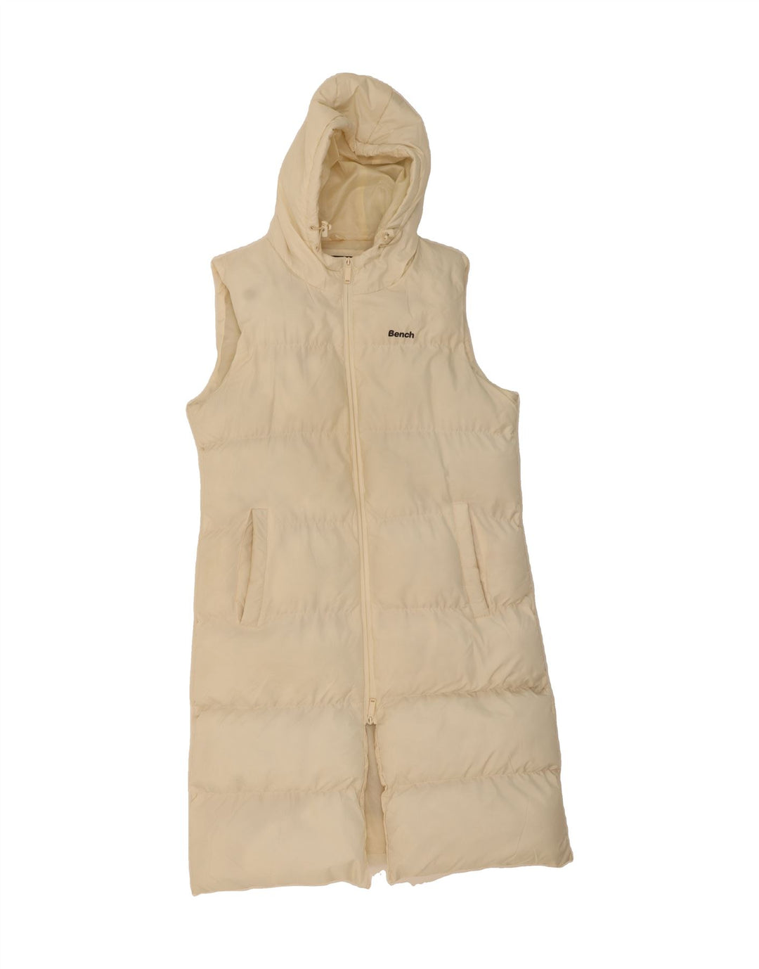 BENCH Womens Hooded Sleeveless Padded Coat UK 14 Large  Off White Vintage Bench and Second-Hand Bench from Messina Hembry 