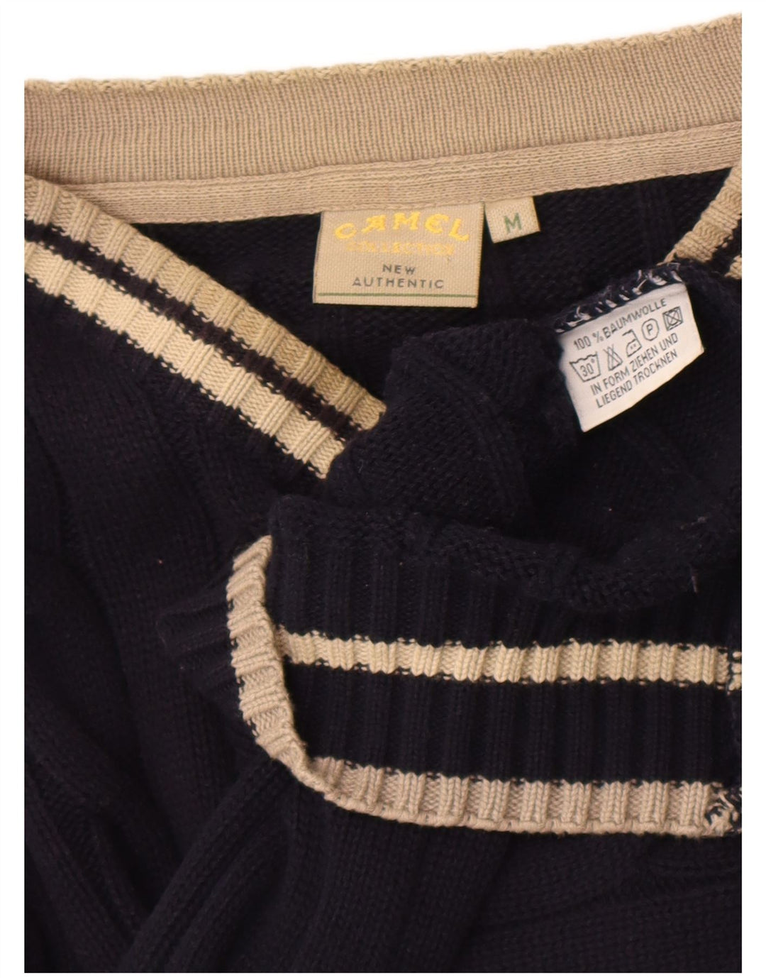 Sweter męski Camel Active z dekoltem w szpic, średni granatowy, bawełniany