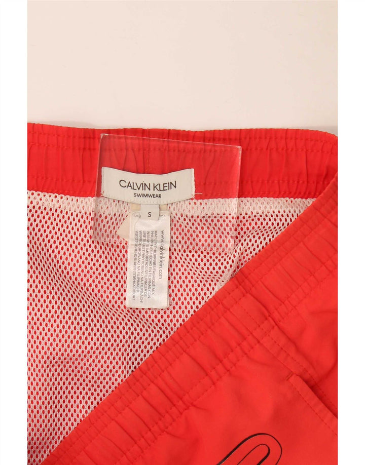 Męskie spodenki kąpielowe Calvin Klein z grafiką, małe, czerwone, poliestrowe
