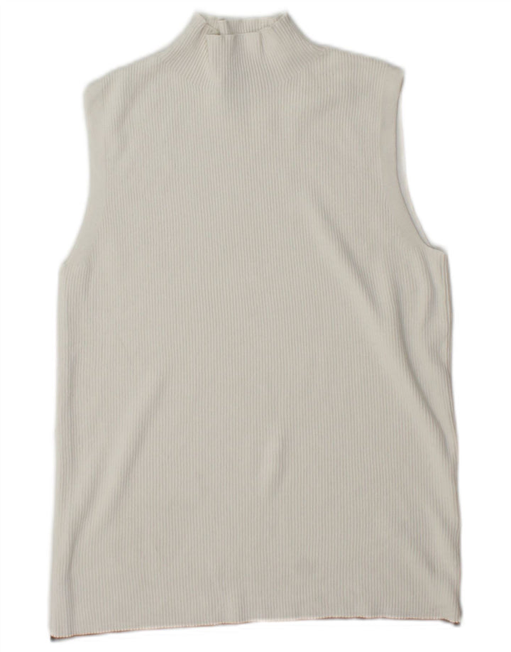 Marks & Spencer Damski top z kamizelką UK 14 Large, biała wiskoza