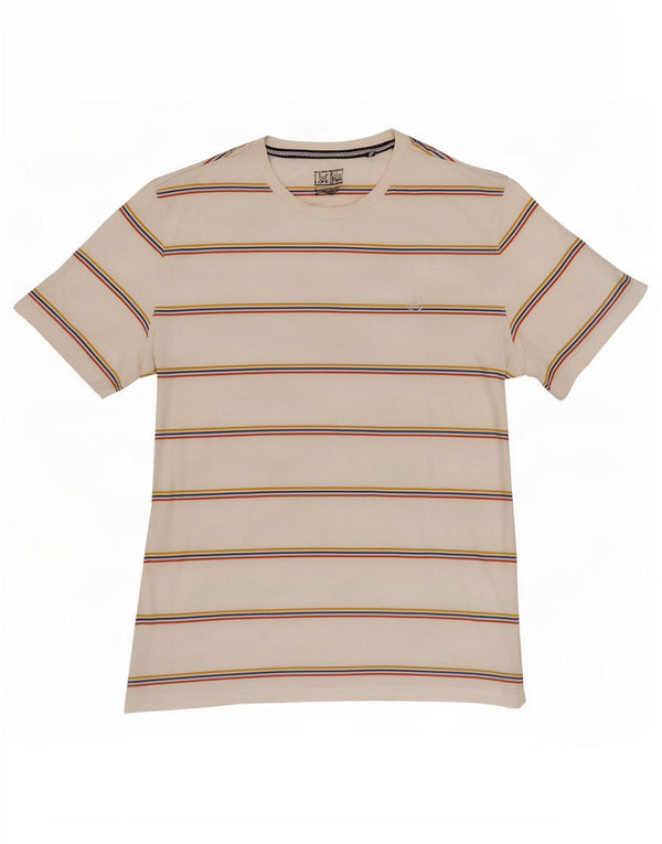 Fat Face Mens T-Shirt Top Large White Striped Cotton